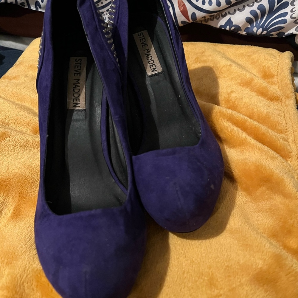 Purple Steve Madden studded heels SZ 8 - Picture 2 of 3